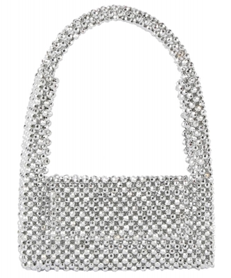 Sparkling Beaded Flap over Shoulder Bag GM0004 SILVER